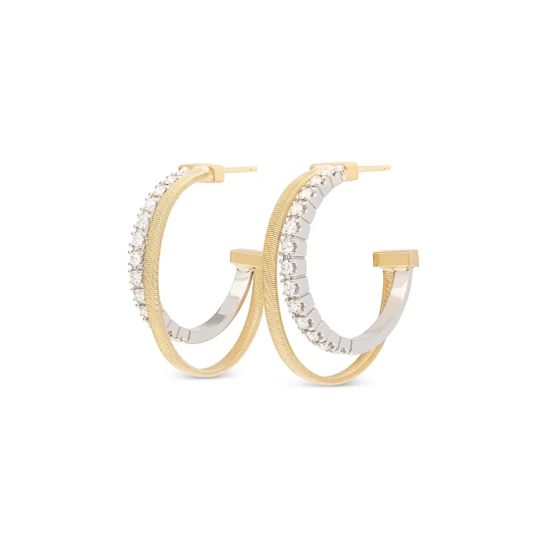 Marco Bicego 18K Yellow & White Gold Masai Diamond Double Hoop Earrings