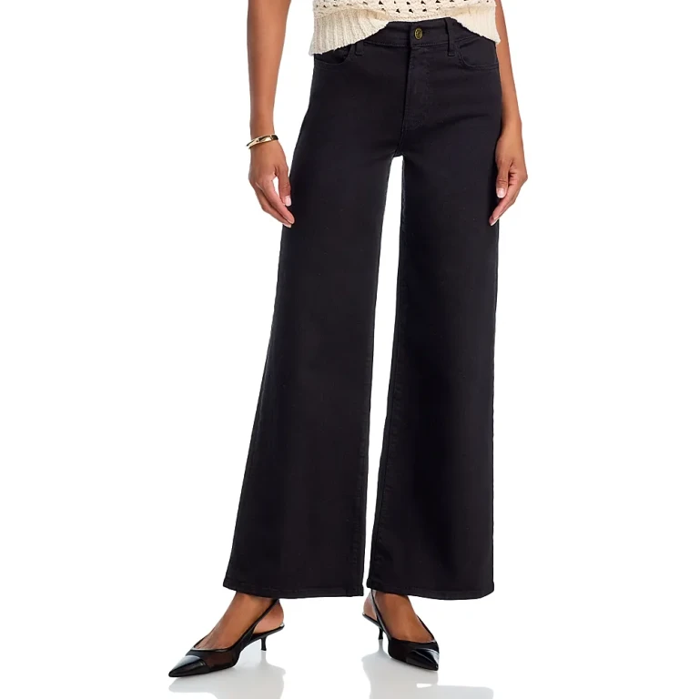 Frame Le Slim High Rise Palazzo Jeans in Black