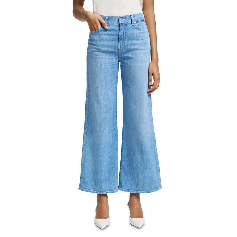 7 For All Mankind Lotta Cropped High Rise Wide Leg Jeans in Charleston