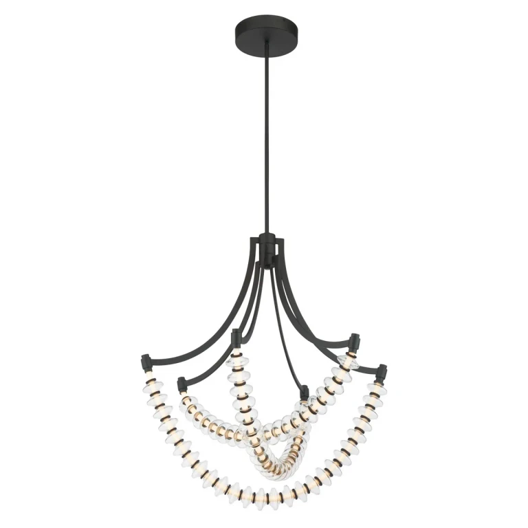 Dark Matte Black LED Chandelier from the Pearl Collection