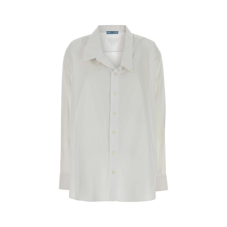 Prada White Poplin Oversize Shirt Bianco Camicie - Women