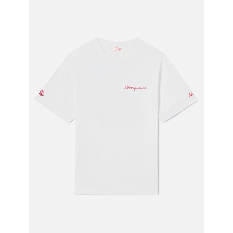 Mc2 Saint Barth White Portofino T-Shirt With Abbronzatissimo Embroidery - Men