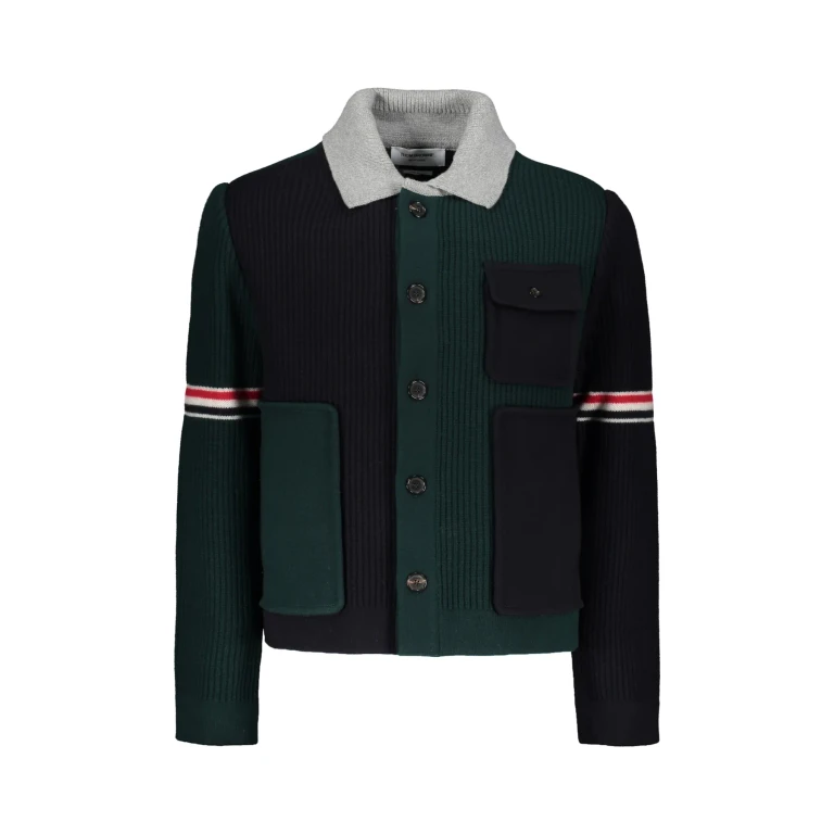 Cárdigan Thom Browne de lana virgen con rayas RWB