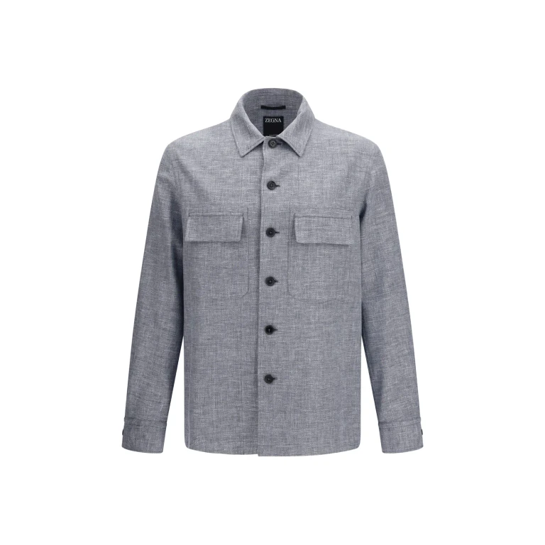 Wool Blend Shirt Jacket with Patch Pockets (UHV22A3SOT6BB07G054)