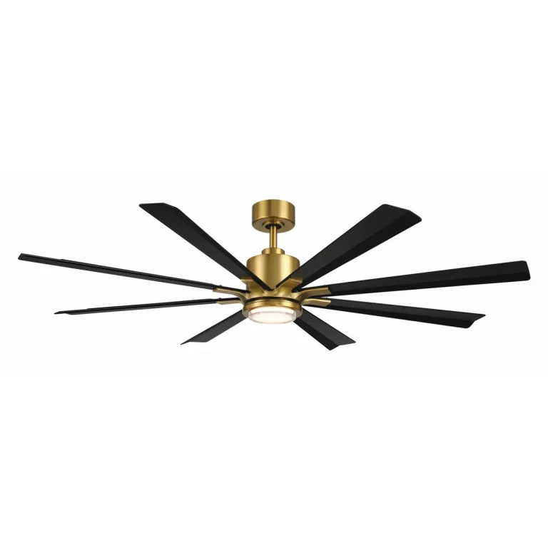 Soft Brass Matte Black 65" Ceiling Fan from the Size Matters Collection