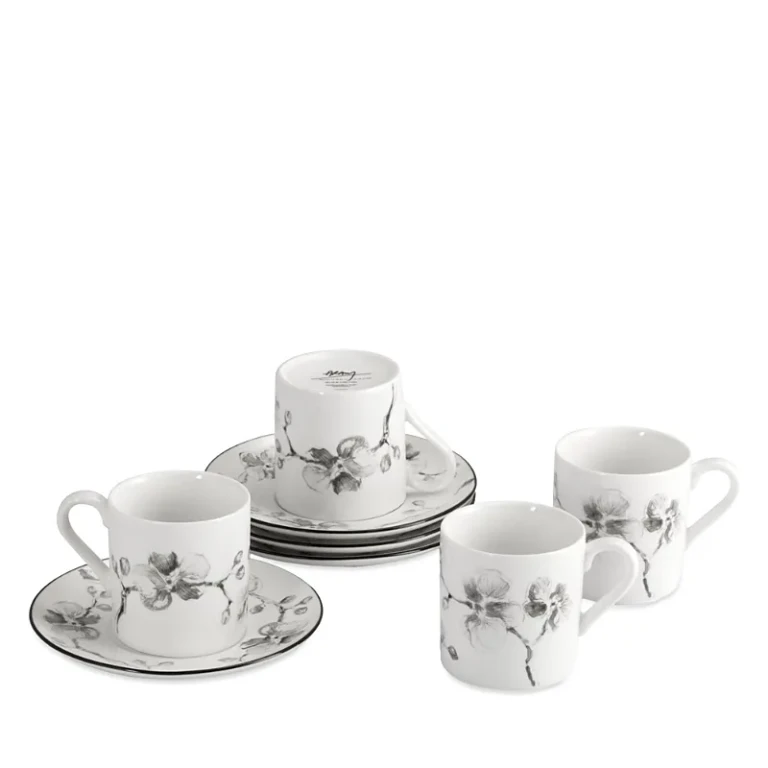 Michael Aram Black Orchid Demitasse Set, Service for 4