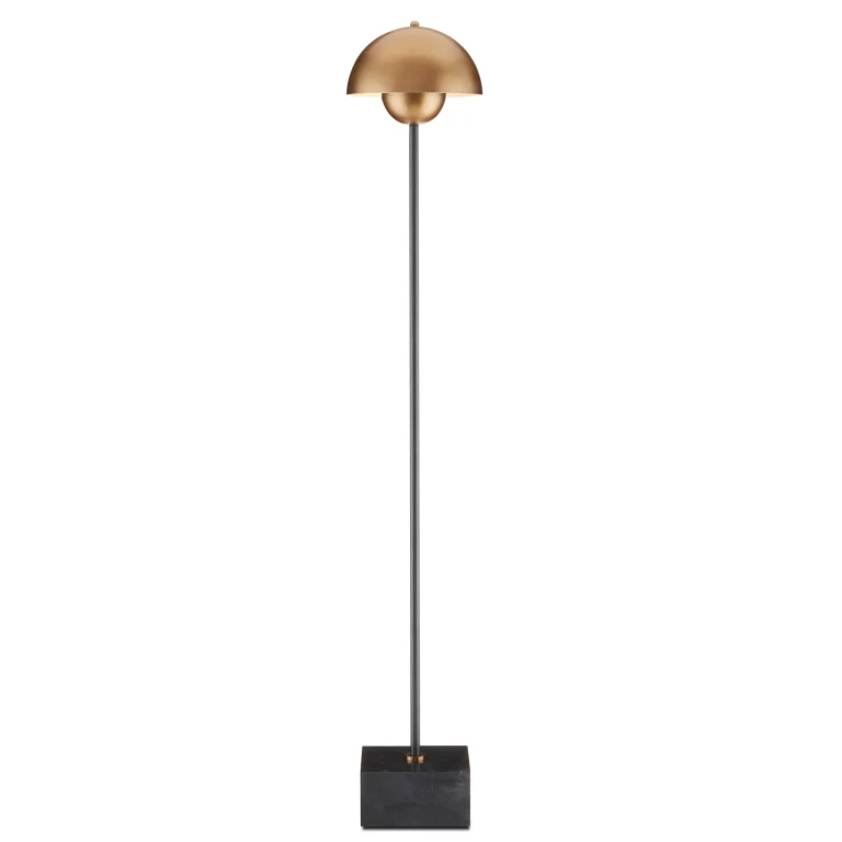 Brushed Brass Black One Light Floor Lamp from the La Collection