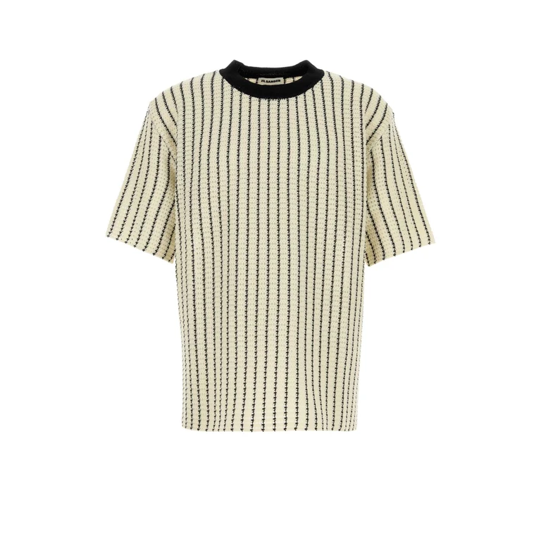 Jil Sander Embroidered Crochet T-Shirt Salt+pepper Cotone - Men