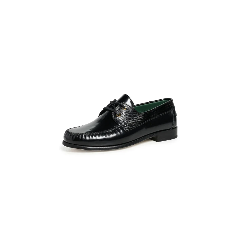 Vinny's Millo Two-Tone Lace Up Boat Shoes Black Pollido 42