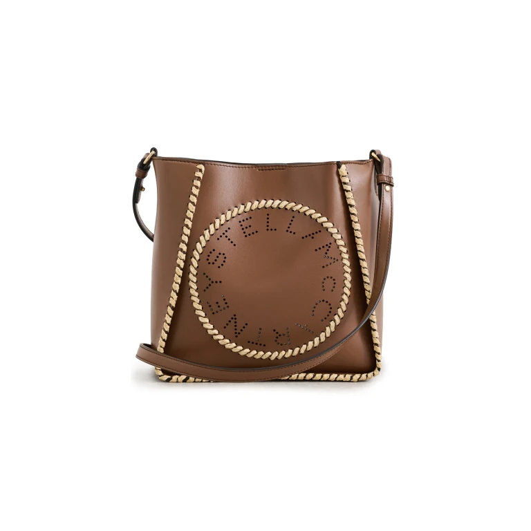 Stella McCartney Raffia Trim Crossbody Bag Tan One