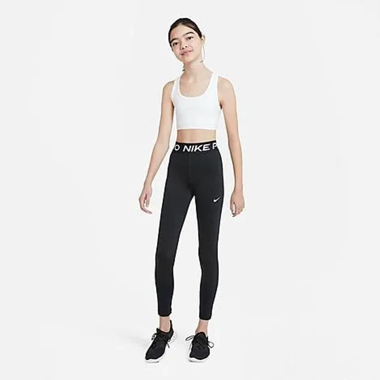 Nike Girls' Big Kids Pro Leggings in Black/White Size: XS