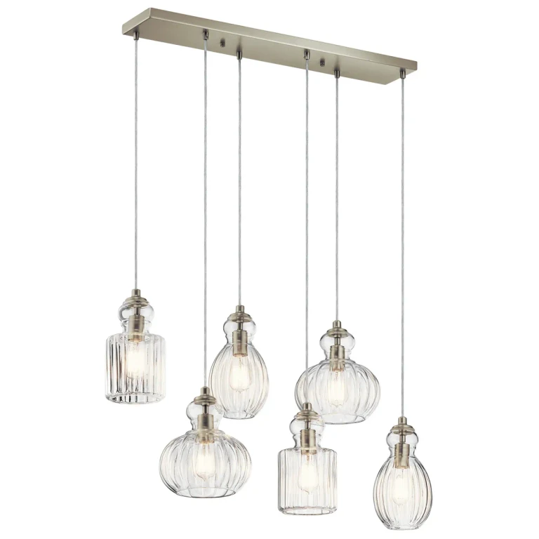 Riviera 6-Light Linear Chandelier in Brushed Nickel