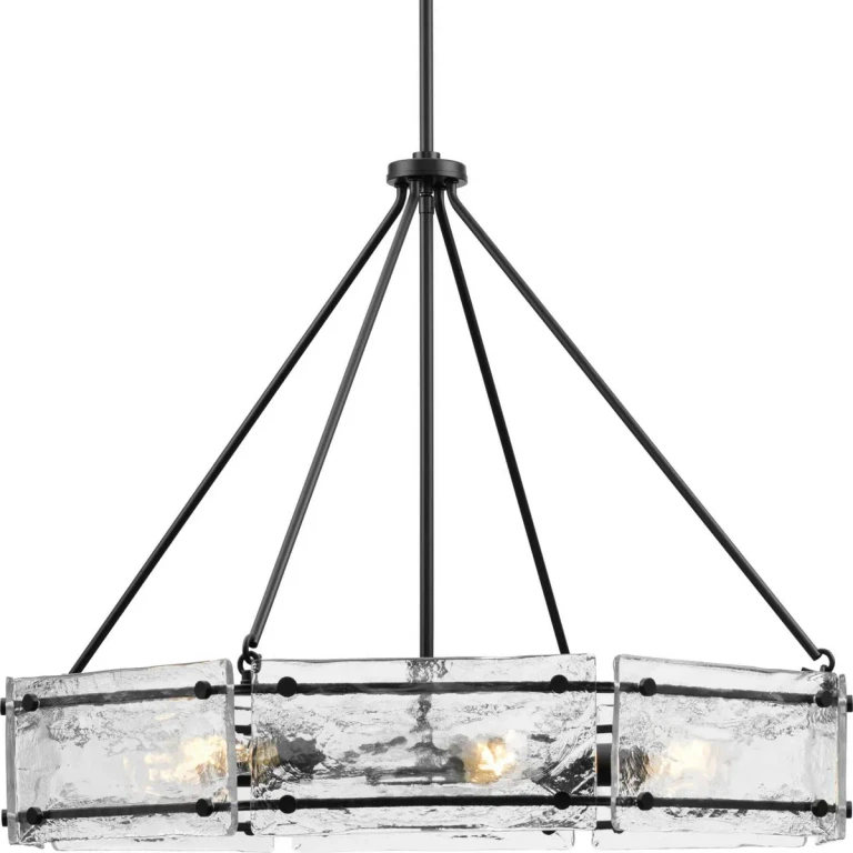 Matte Black Six Light Chandelier from the Rivera Collection