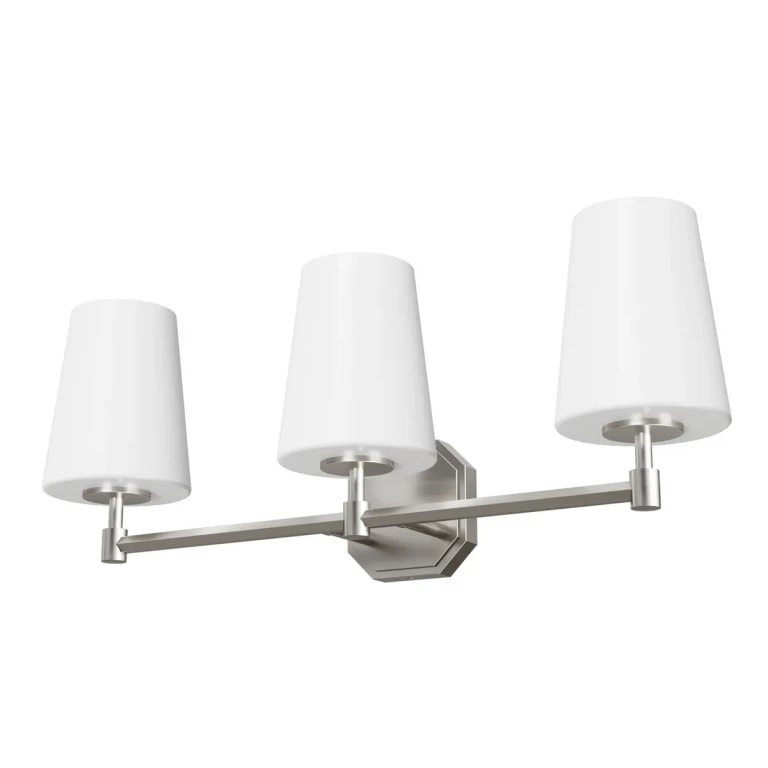 Brushed Nickel Three Light Vanity from the Nolita Collection