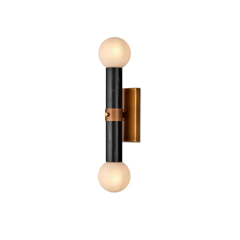 Natural Antique Brass White Wall Sconce from the Beatrix Collection