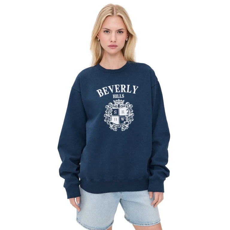 Sporty & Rich Beverly Hills Crest Sweatshirt Dark Navy L