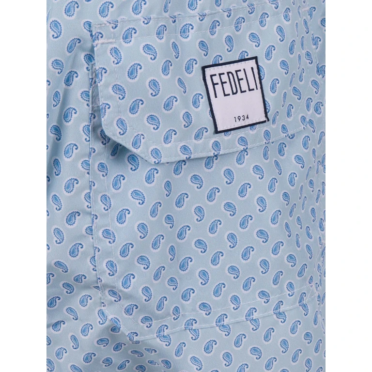 Fedeli SWIM TROUSERS WOVEN FABRIC MAN Light Blue Polyester Costume - Men