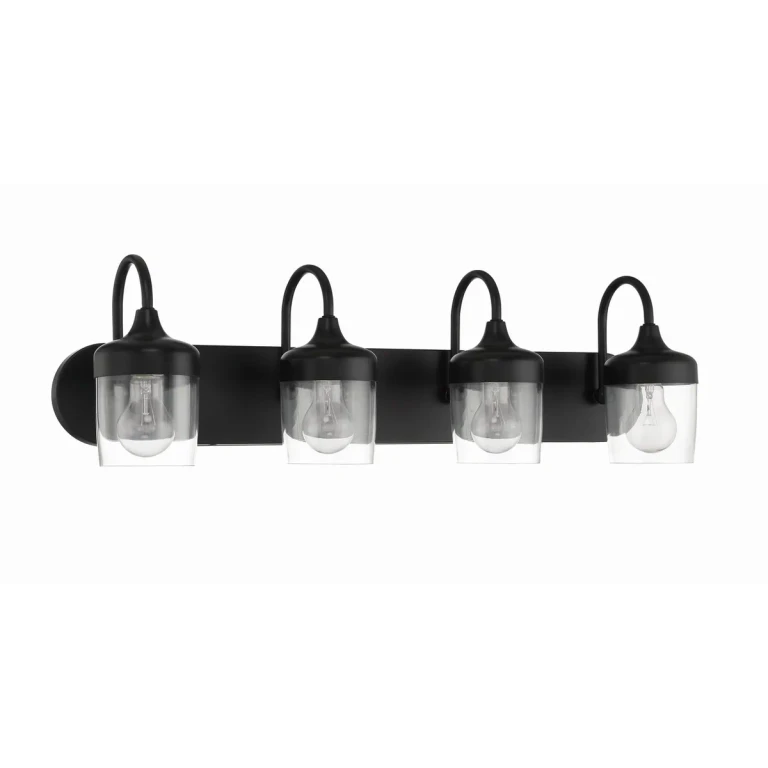 Flat Black Four Light Vanity from the Wrenn Collection
