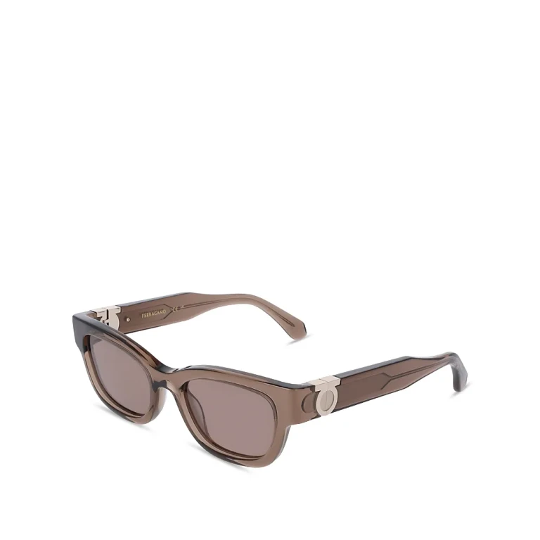 Ferragamo Gancini Hinge Rectangular Sunglasses, 52mm