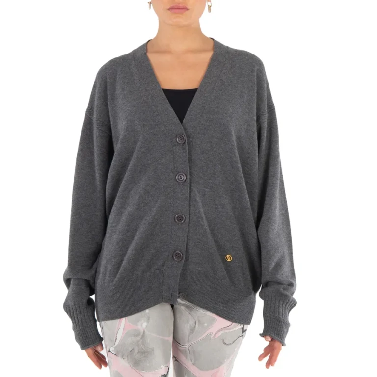 Stella McCartney Grey Iconic Logo Wool Cardigan