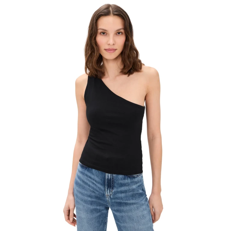 Good American Super Stretch One Shoulder Tank White001 XL