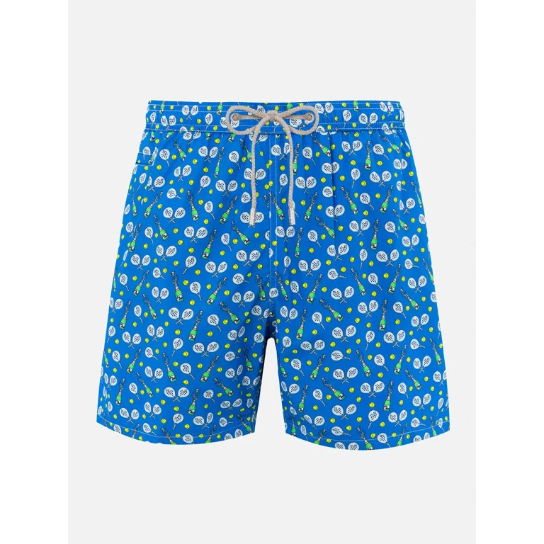 MC2 Saint Barth Lighting Micro Fantasy Green Padel Print Swim Shorts