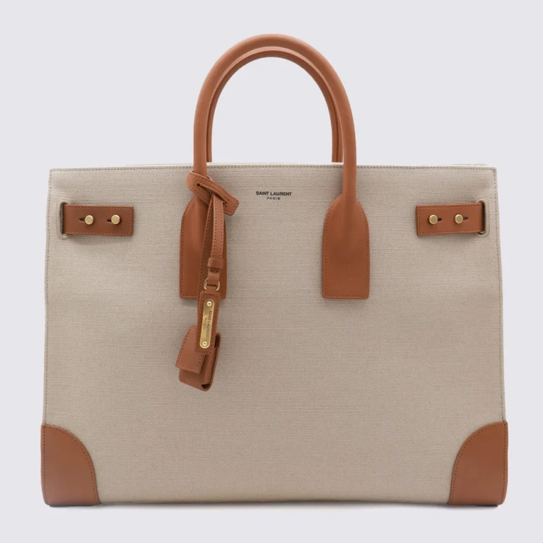 Saint Laurent Two-tone Canvas And Leather Large Sac De Jour Handbag