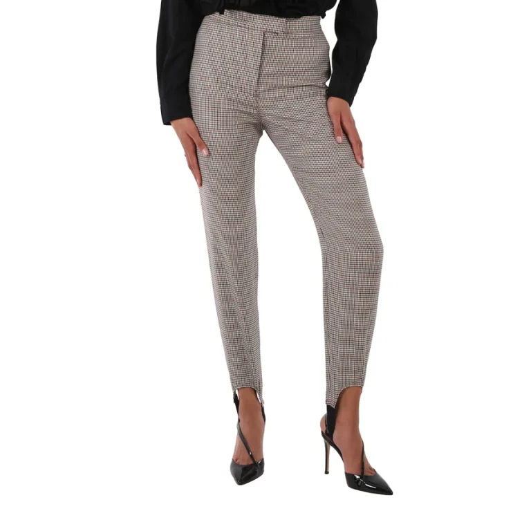 Burberry Houndstooth Check Stretch Wool Tailored Jodhpurs In Antique Yellow