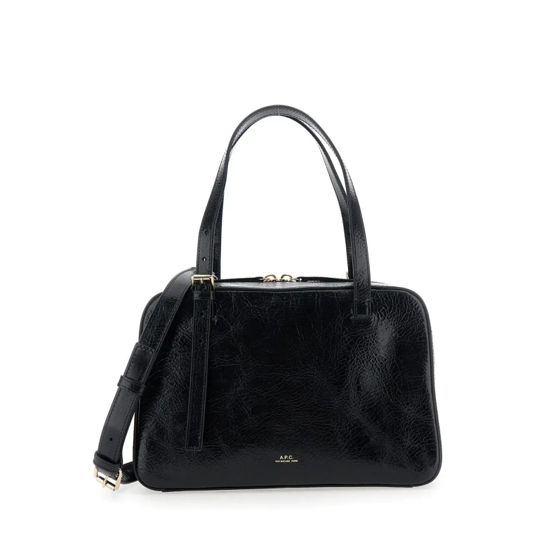 A. P.C. virginie Black Shoulder Bag With Removable Shoulder Strap And Front Logo In Leather Woman