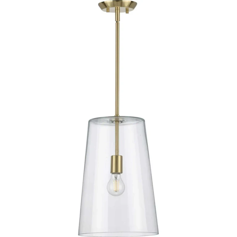 Satin Brass One Light Pendant from the Clarion Collection