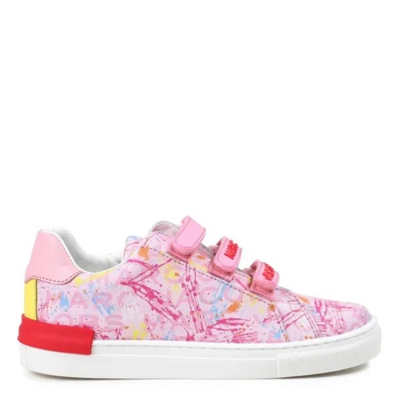 Little Marc Jacobs Girls Ink Splash Logo Velcro Sneakers