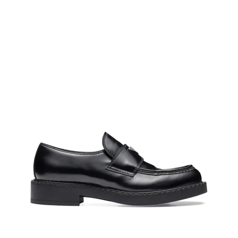 Prada Chocolate Brushed-leather Loafers