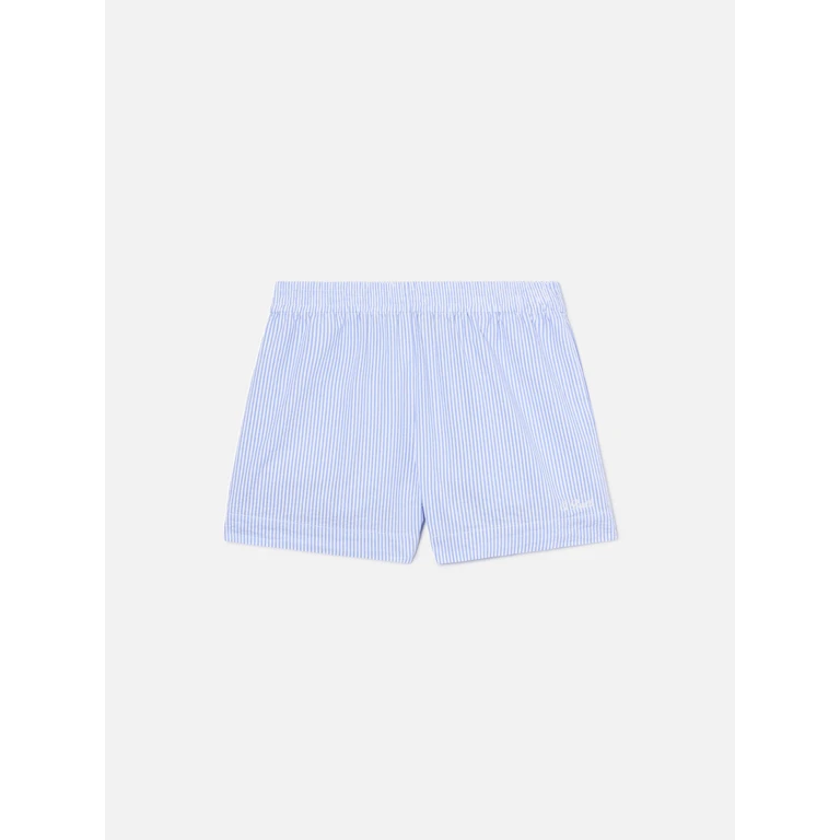 Mc2 Saint Barth Light Blue Striped Meave Seersucker Shorts Sky Pant - Women
