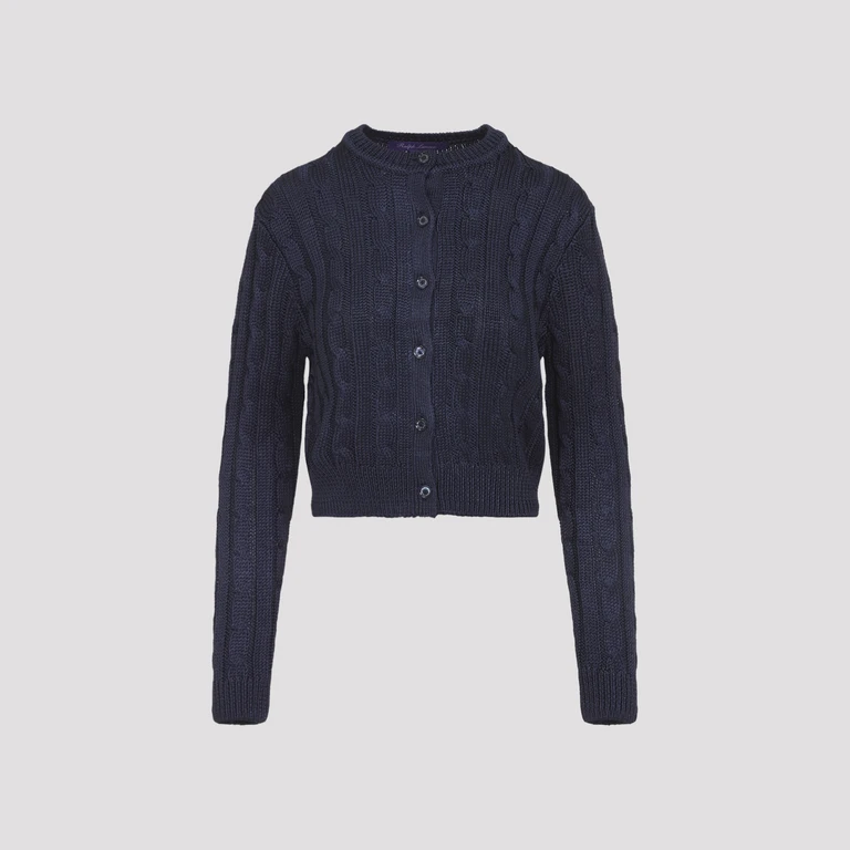 Ralph Lauren Collection Long Cardigan Blue Silk Sweater - Women