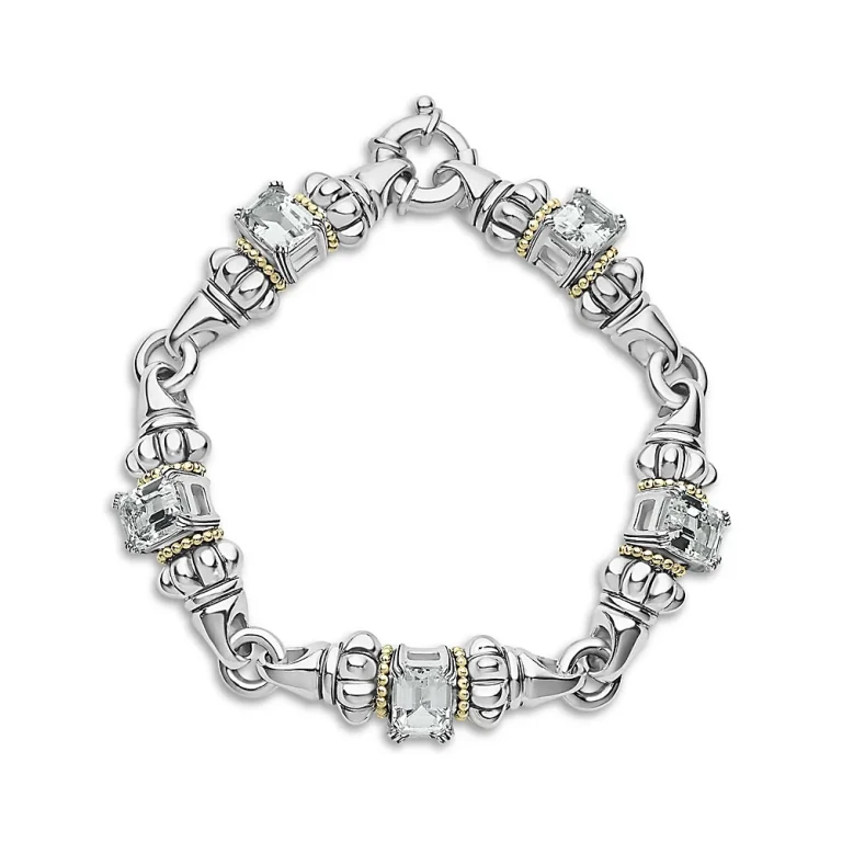 Lagos 18K Yellow Gold & Sterling Silver Glacier White Topaz Link Bracelet