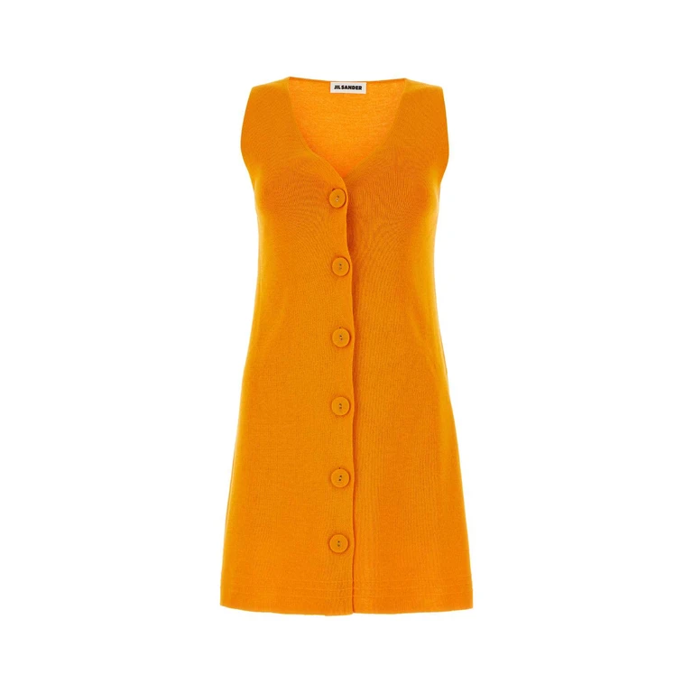 Jil Sander Orange Cotton Blend Dress 832 Exterior: Nylon Abiti - Women
