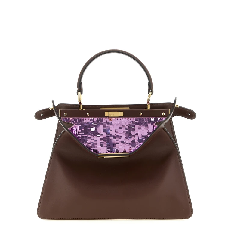 Fendi Peekaboo Iseeu Medium Handbag Brown Calfskin Leather (bos Taurus) Hand Bags - Women