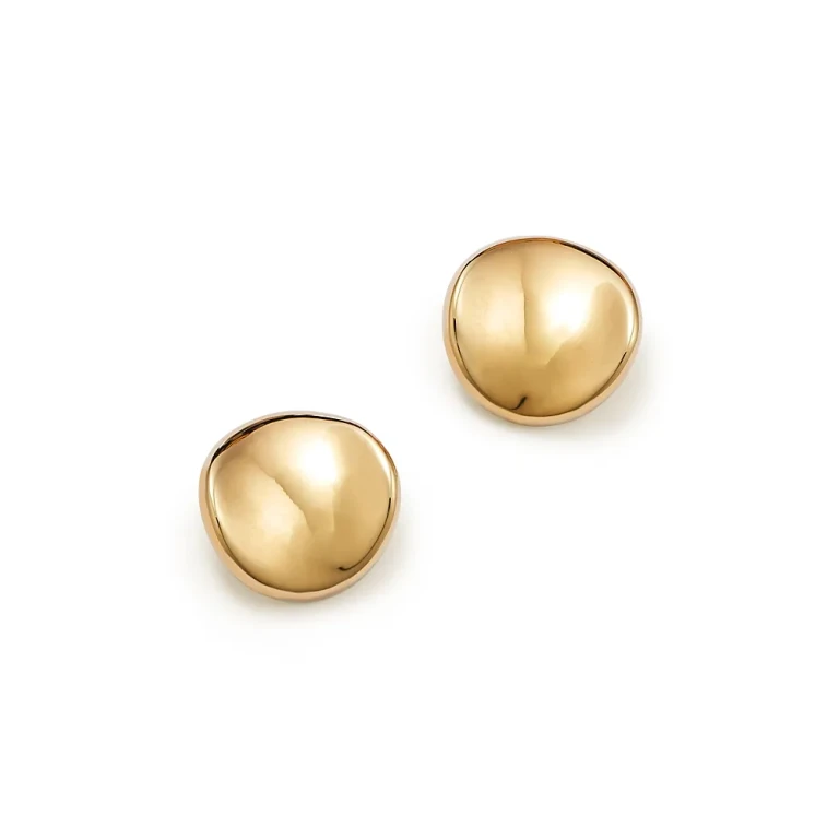 14K Yellow Gold Disk Stud Earrings