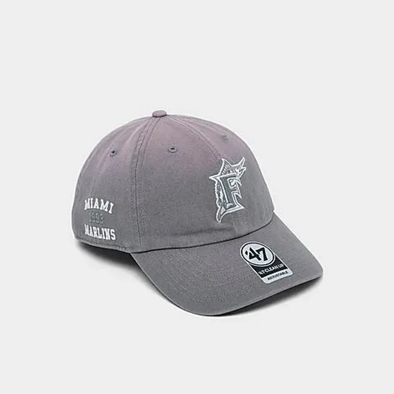 '47 Miami Marlins MLB Truro Clean Up Strapback Hat in Dark Grey