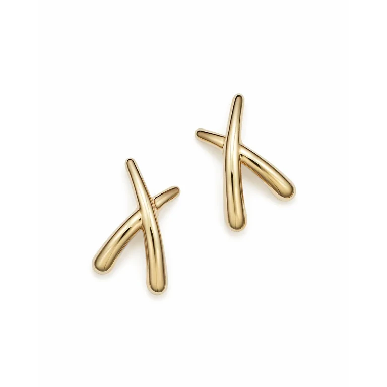 14K Yellow Gold Small X Stud Earrings