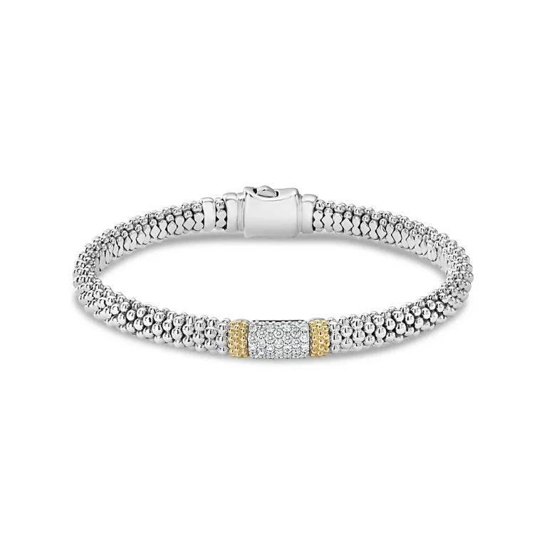 Lagos 18K Gold & Sterling Silver Diamond Lux Bracelet