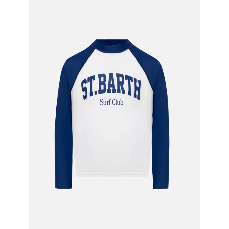 Mc2 Saint Barth Boy Printed T-Shirt With Long Sleeves Uv Protection White - Kids
