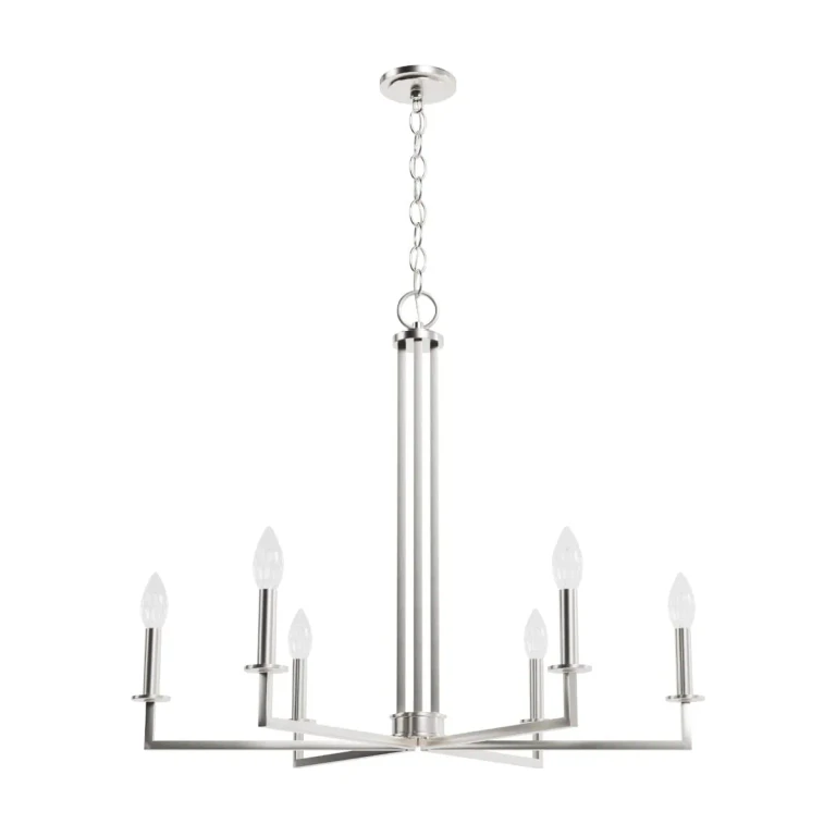 Brushed Nickel Six Light Chandelier from the Bearden Collection