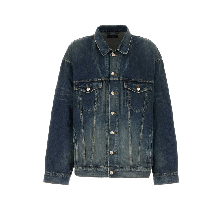 Balenciaga Denim Oversize Jacket Whisker Exterior: Cotton Giubbini - Men