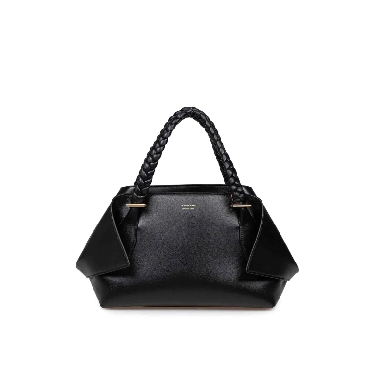 Ferragamo Scarf Sh Handbag In Calfskin Color Black