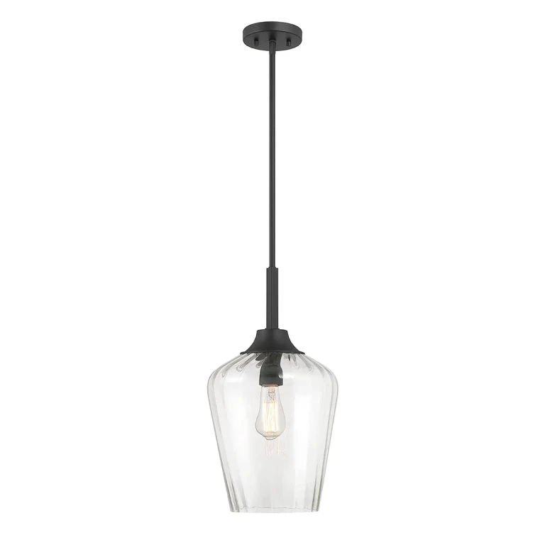 Matte Black One Light Pendant from the Carlton Collection