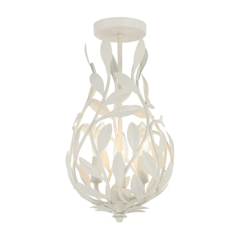 Matte White Semi Flush Mount from the Broche Collection