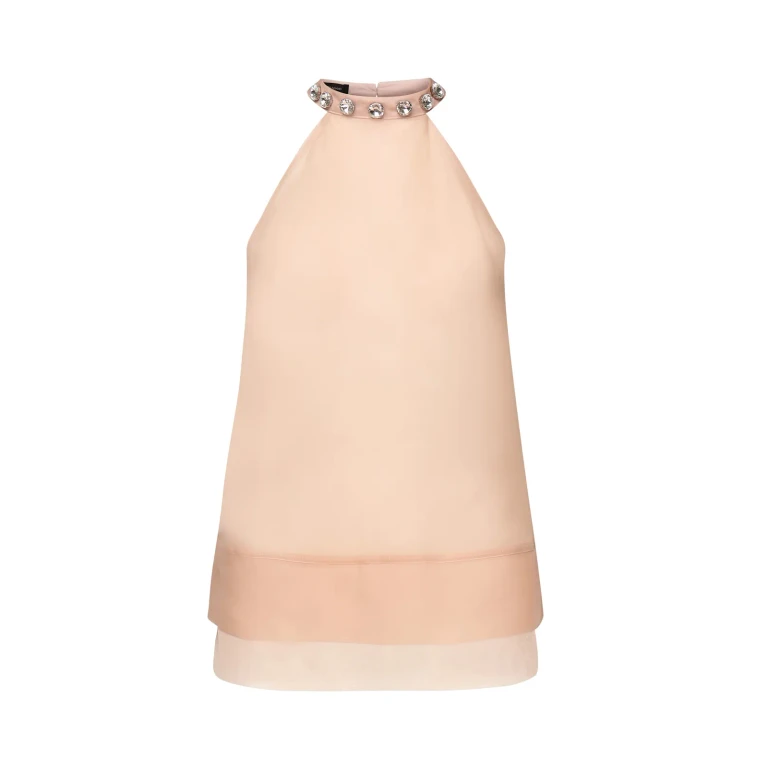 Pinko Top With Jewel Embroidery On The Neck