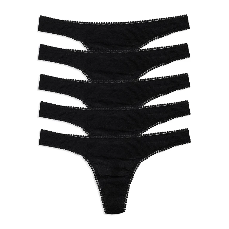 On Gossamer Mesh High Cut Thongs, Set of 5