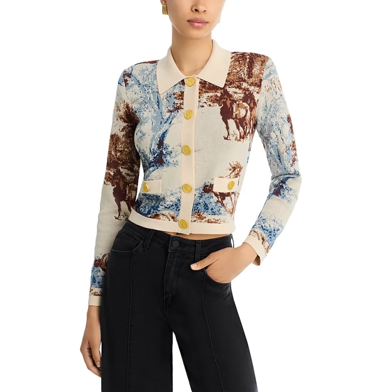 L'Agence Osiris Jacquard Collared Cardigan